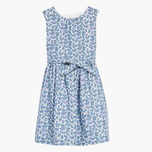 NWT Mini Boden Kids' Floral Print Fit & Flare Dress In Ivory Blueberry Size 3-4